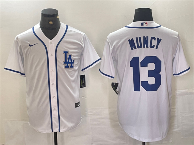 Men's Los Angeles Dodgers #13 Max Muncy White Cool Base Stitched Baseball Jersey Men's Los Angeles Dodgers #13 Max Muncy White Cool Base Stitched Baseball Jersey